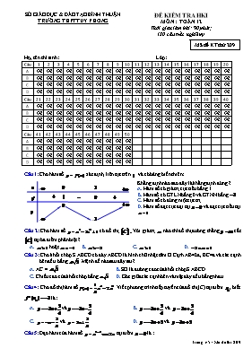 Đề kiểm tra học kì I môn Toán lớp 12